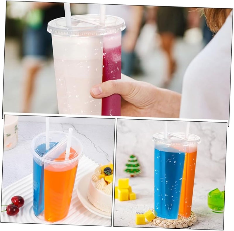 Valentines Day Disposable Dual Compartment Cups With Lids 12PCS Transparent For Milk Tea - Image 3